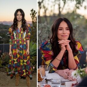 Doen Multicolor Patchwork Long Sleeve Dress patchwork